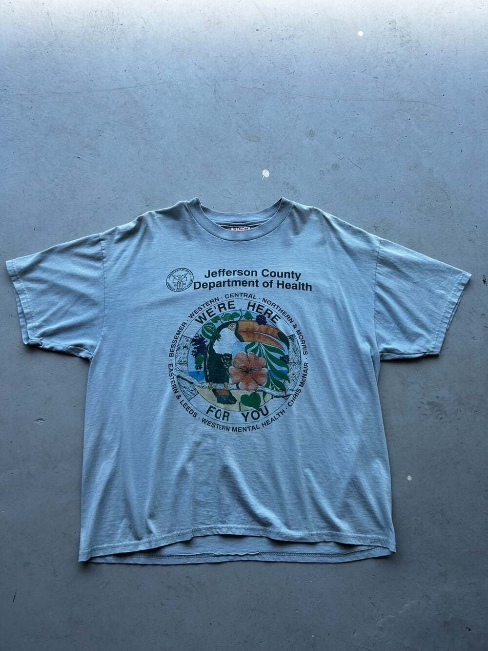 Vintage 1998 Jefferson County Department of Health Toucan T-Shirt Size XL